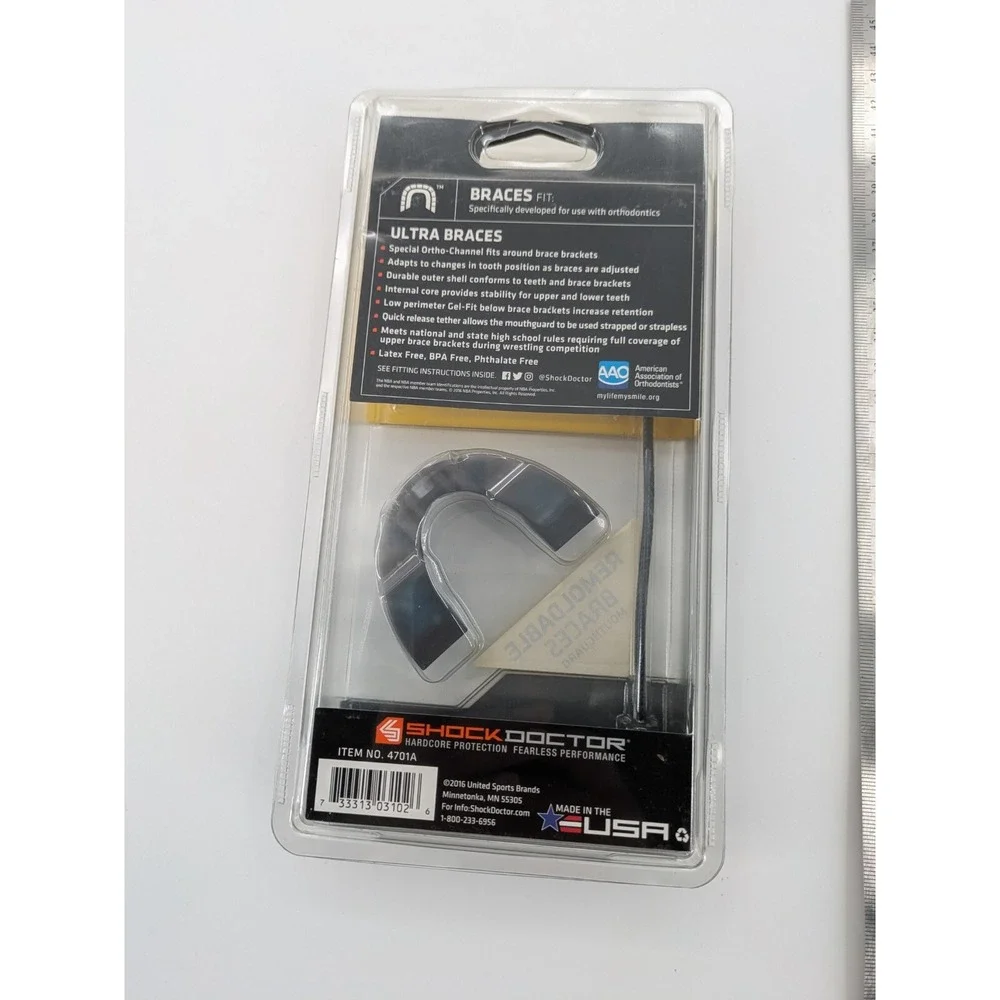 Shock‎ Doctor Adult 12+ Ultra Double Braces Remoldable Mouthguard Black NEW